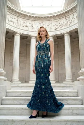 فستان سهرة فاخر لبسة واحدة- كالجديد