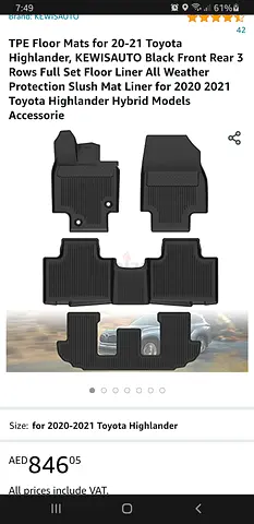 Toyota Highlander All weather floor mats