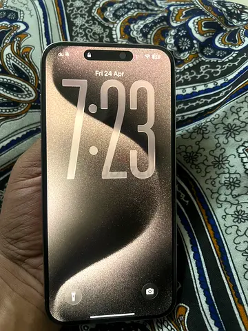 iPhone 15 Pro Max TDRA Natural titanium with complete Box– 256GB (Condition looks brand new)