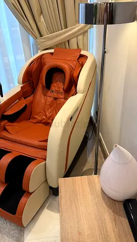 Used full-body massage chair in good condition - brown/cream