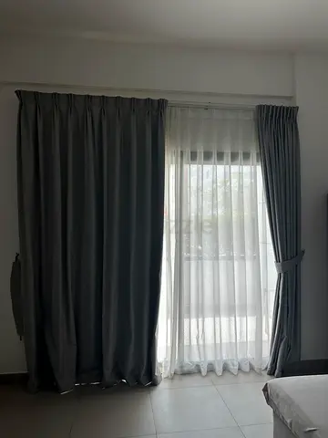 2x black-out curtain set with sheers and rails - dismantled Ready to Hang
