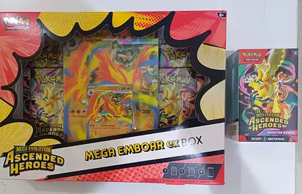 Pokemon TCG Mega Emboar EX Box + Booster Bundle (Ascended Heroes) - New/Sealed