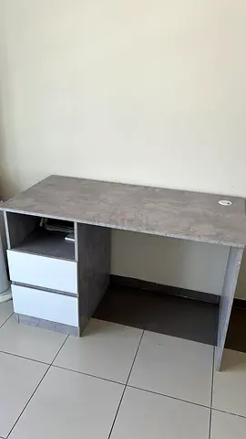 Compact study desk with two drawers - light grey finish- Like New