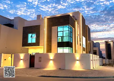 Villa (corner) for sale in Ajman | Al Helio 2 area | 6 rooms, majlis, 2 halls and roof | Freehold ownership for all nationalities | Price includes reg