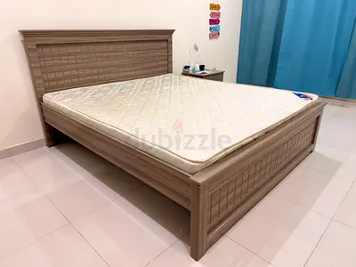 King size bed with medical plus mattress - light oak finish