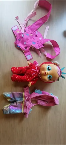 Cry baby with clothes and carrier