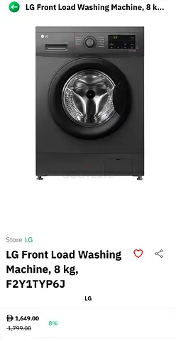 LG Front Load Washing Machine 8 kg – Model F2Y1TYP6J (Gray)