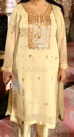 Light Gold Embroidered Pakistani Salwar Kameez - unsitch dress all size make easily .