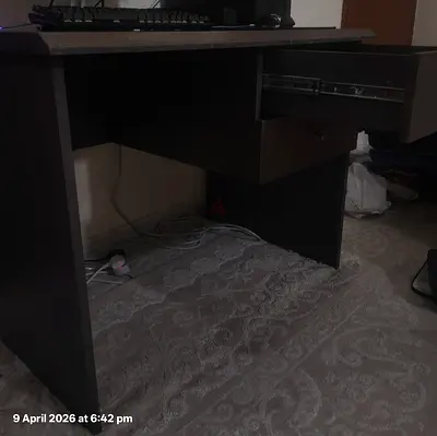 Used Dark Wood Computer Desk with Drawers