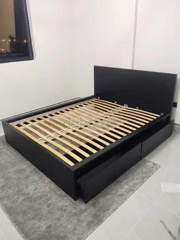 IKEA Malam queen 160×200cm bed frame with 2 big storage drawers underneath and with IKEA mattress