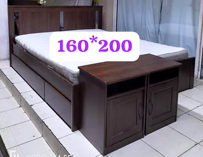Queen size bed metrres 2side table available for sale