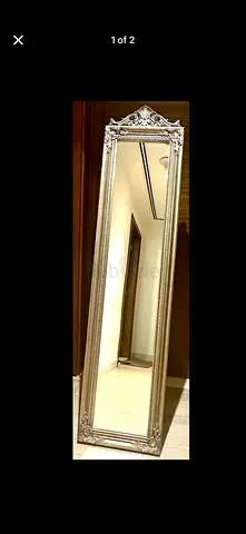 Full-length Ornate Silver Standing Mirror - Leaning Floor Mirror