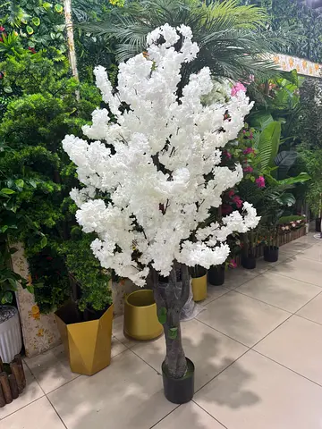 Large White Artificial Blossom Tree - Decorative Indoor