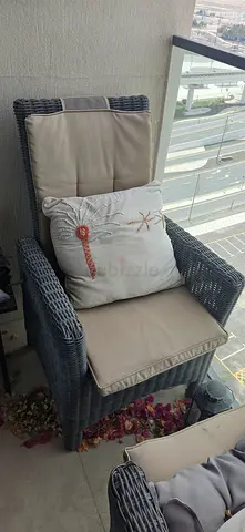 Outdoor Wicker Armchair with Cushions - Good Condition