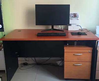 Wooden Office Desk with 2 Drawers - Good Condition