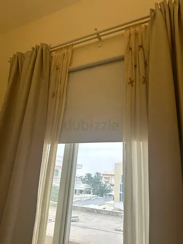 Beige Curtains with Sheer Panel - Good Condition