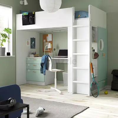 Functional Study Loft Bed with Integrated Desk