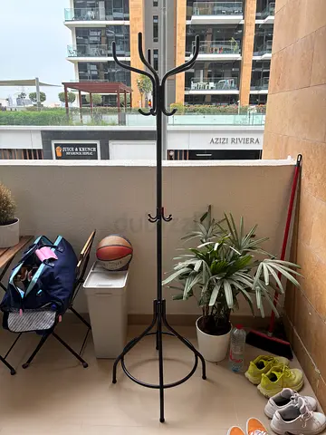 Metal Standing Coat Rack with Multiple Hooks - Black