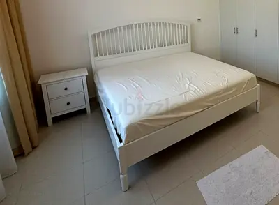 Ikea bed matres and side table