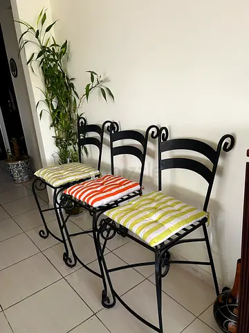 Solid wrought iron bar chairs