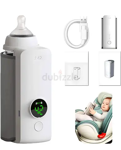 Portable Baby Bottle Warmer with Digital Display - USB Rechargeable