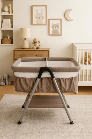 Twin Portable Baby Bassinet with Folding Stand - Neutral Beige