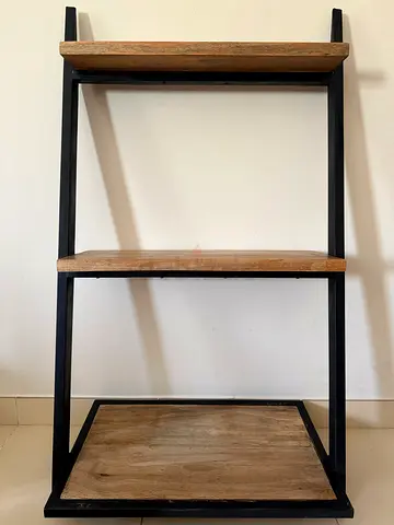 Small Industrial Wood  Metal 3-Tier Shelf Unit