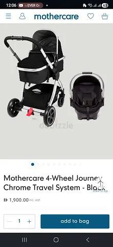 Mothercare 4-Wheel Journey Chrome Travel System with Infant Car Seat - Black