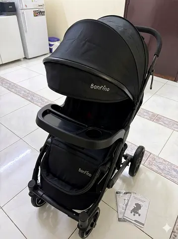 Bonfino lightweight standard baby stroller - black, good condition