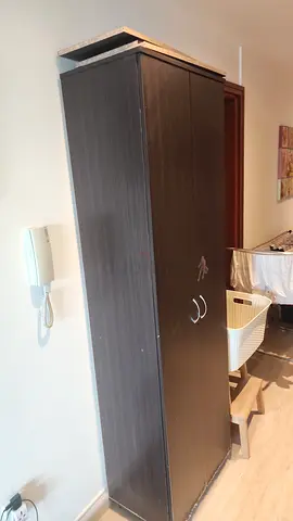 Slim Dark Wood Wardrobe / Storage Cabinet - Good Condition for free