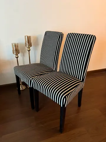 2 stripped dining chairs