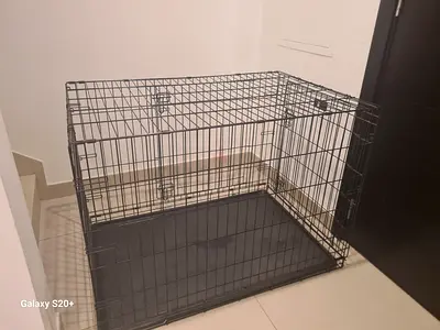 Large Foldable Metal Dog Crate with Removable Tray