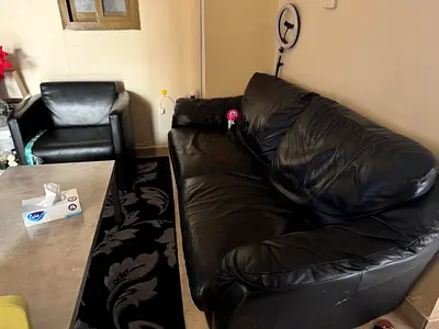 Black Leather 3-Seater Sofa cum bed or Relaxer Good Condition