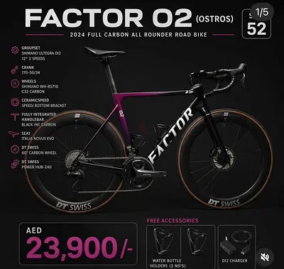 Factor -O2- Full Carbon All Rounder -Carbon Toad Bike- Shimano ultegra- 12 speed di2 disc brake