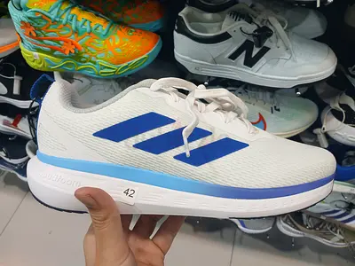 Adidas White and Blue Athletic Sneakers - Size 42