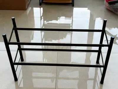 Extendable 2 tier metallic shoe rack