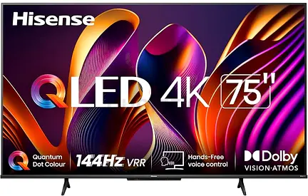 Hisense 75 QLED 4K TV - 75-inch Smart LED with 144Hz VRR (Excellent Condition)