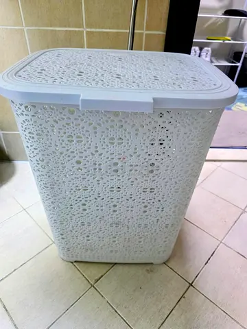 IKEA white Decorative Plastic Laundry Basket with Lid