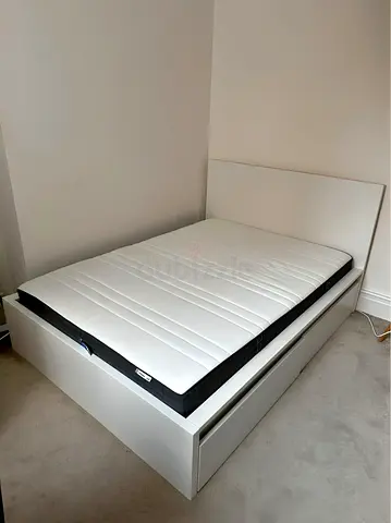 Ikea malm double bed with ikea mattress