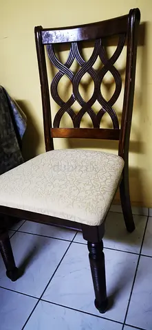 Solid Wood 8 seater Dining table with Upholstered chairs - Dark Mahogany