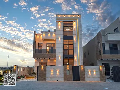 Villa on a main street | Large setback | Ajman | Al Helio 2 | Price including registration fees and negotiable | Freehold | 6 rooms, maid's room and r