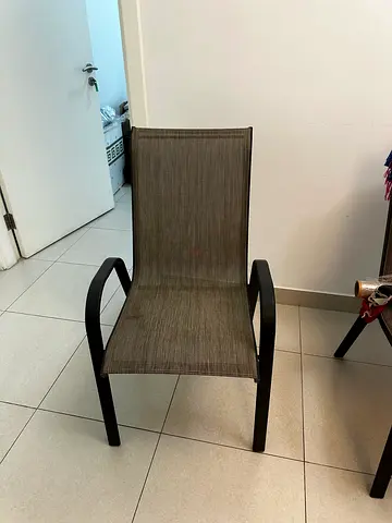 Brown Outdoor/Patio Sling Armchair with Metal Frame - Good Condition