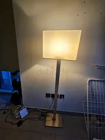 Modern rectangular fabric shade floor lamp and side lamp beige