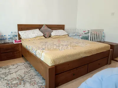 King Size Bed with Mattress and Side Tables