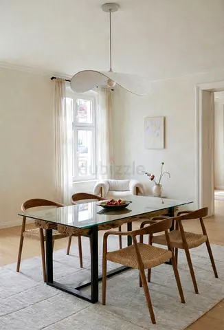 Unique Glass Top Dining Table (Modern Scandinavian Style)