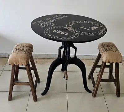 Adjustable Round Metal Table