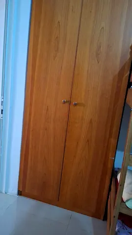 Solid Wood Two-Door Wardrobe in Good Condition