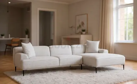 The loom collection silver L shape sofa and ottoman