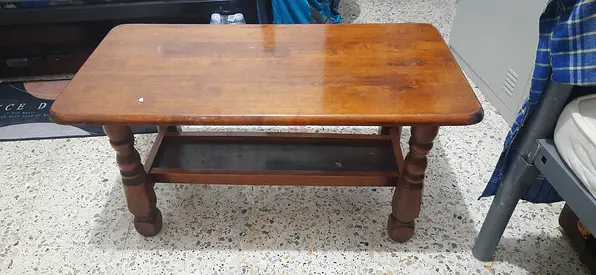 Solid Wood Coffee Table with Lower Shelf — Rustic Finish