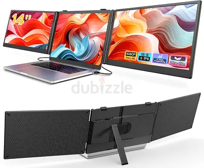 3185 - Laptop Screen Extender, 14 FHD 1080P Ultra-Slim Triple Portable Monitor for Laptops, Two